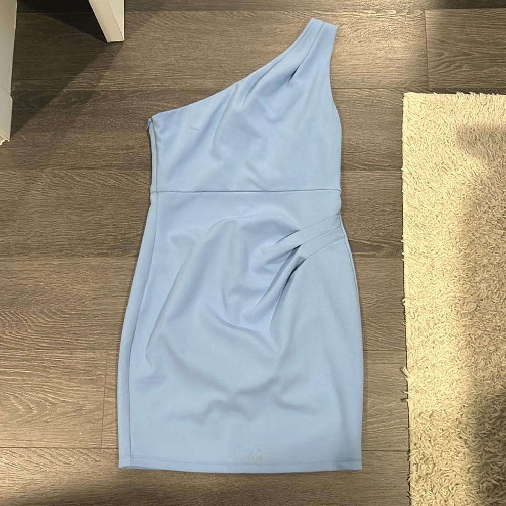 Baby blue one shoulder dress